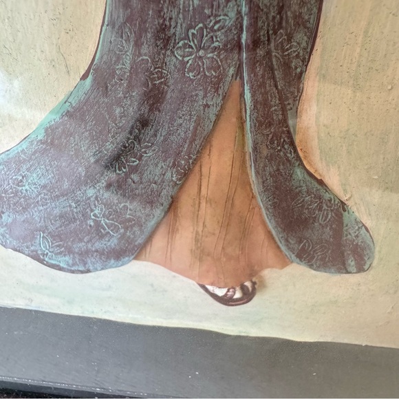 Beautiful Shadow Box Art, Oriental 3D Geisha Wearing Silk Kimono Framed Vintage - Picture 5 of 13